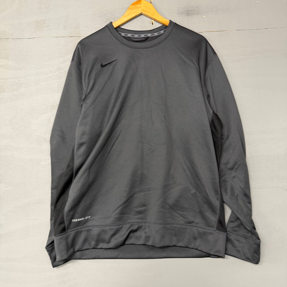 Nike Therma-FIT Mens XL Crewneck Sweatshirt Black Fleece Lined Training Top - Picture 2 of 4